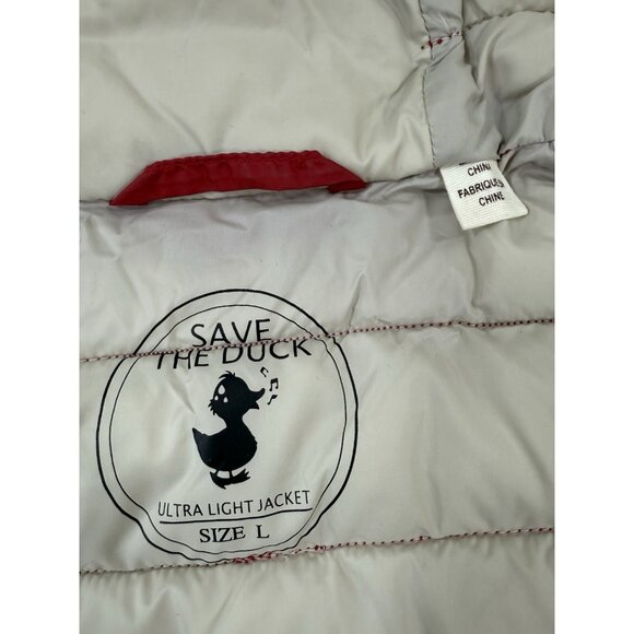 Save The Duck Jacket Womens Size Large Red Ultra Light Plumtech Hood Puffer - Picture 7 of 13